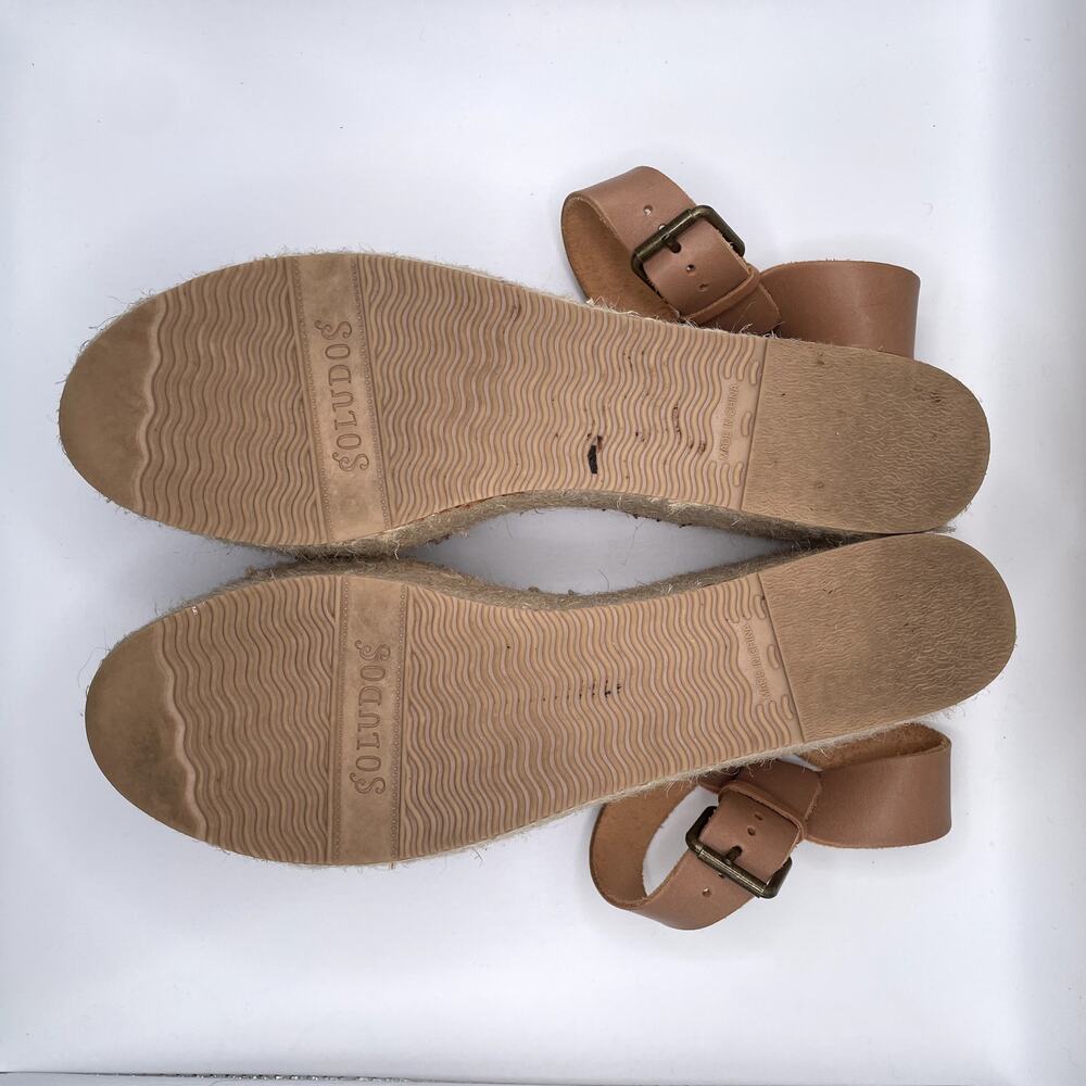 SOLUDOS  Minorca Beige Leather Espadrille Platform Sandals  Size 9,5 vacation - Picture 5 of 12
